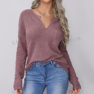 SHEIN Dusty Pink Waffle Knit Top
